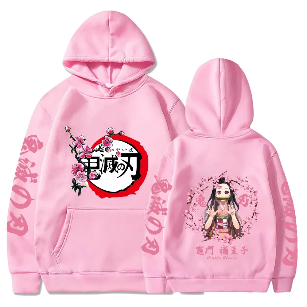 Harajuku Demon Slayer Plus Size Hoodie Kamado Nezuko Graphic Print Women Sweatshirts Long Sleeve Fashion Female Streetwear