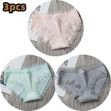 Lingerie Underwear Women Bow New Lace Panties Briefs Low Waist Solid Color Girls Cotton Femal Ropa Interior Femenina K019