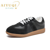 AIYUQI Women's Sneakers New Genuine Leather Ladies Moral Training Shoes Casual Spring Flat Shoes Women