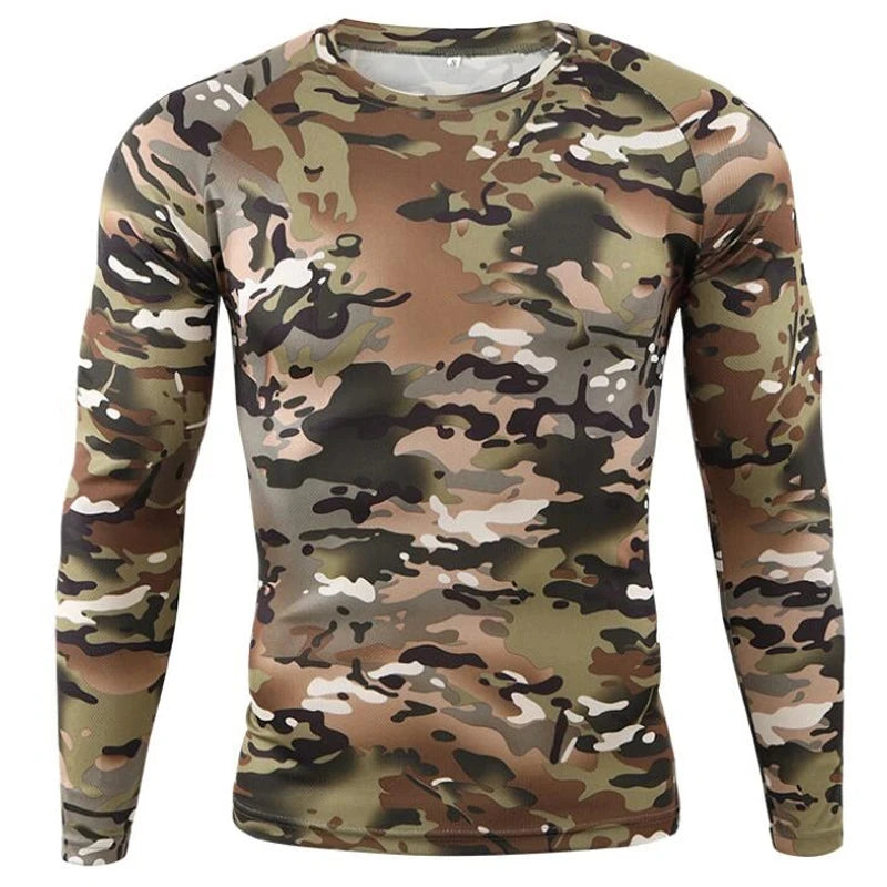 Fashionable Men's Camouflage Printed Men's T-shirt Casual Trend Military Fan Top Autumn New Long Sleeved Round Neck Top