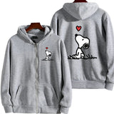 Snoopy White Women Zip Up Hoodie Jacket Spring Autumn 2024 Casual Men Sweatshirt Cartoon Anime Couple Oversized Clothes Coats