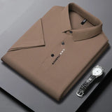 Men's Short Sleeve Solid Color Polo Shirt Breathable Comfortable Elastic Top New Arrivals Casual Business Style