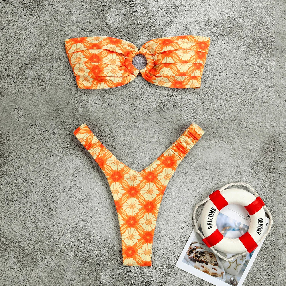 Micro Bikini Push Up Women Swimsuits 2024 Sexy Female Swimwear Brazilian Bikini Set Thong Biquini Swim Suits Print Beachwear