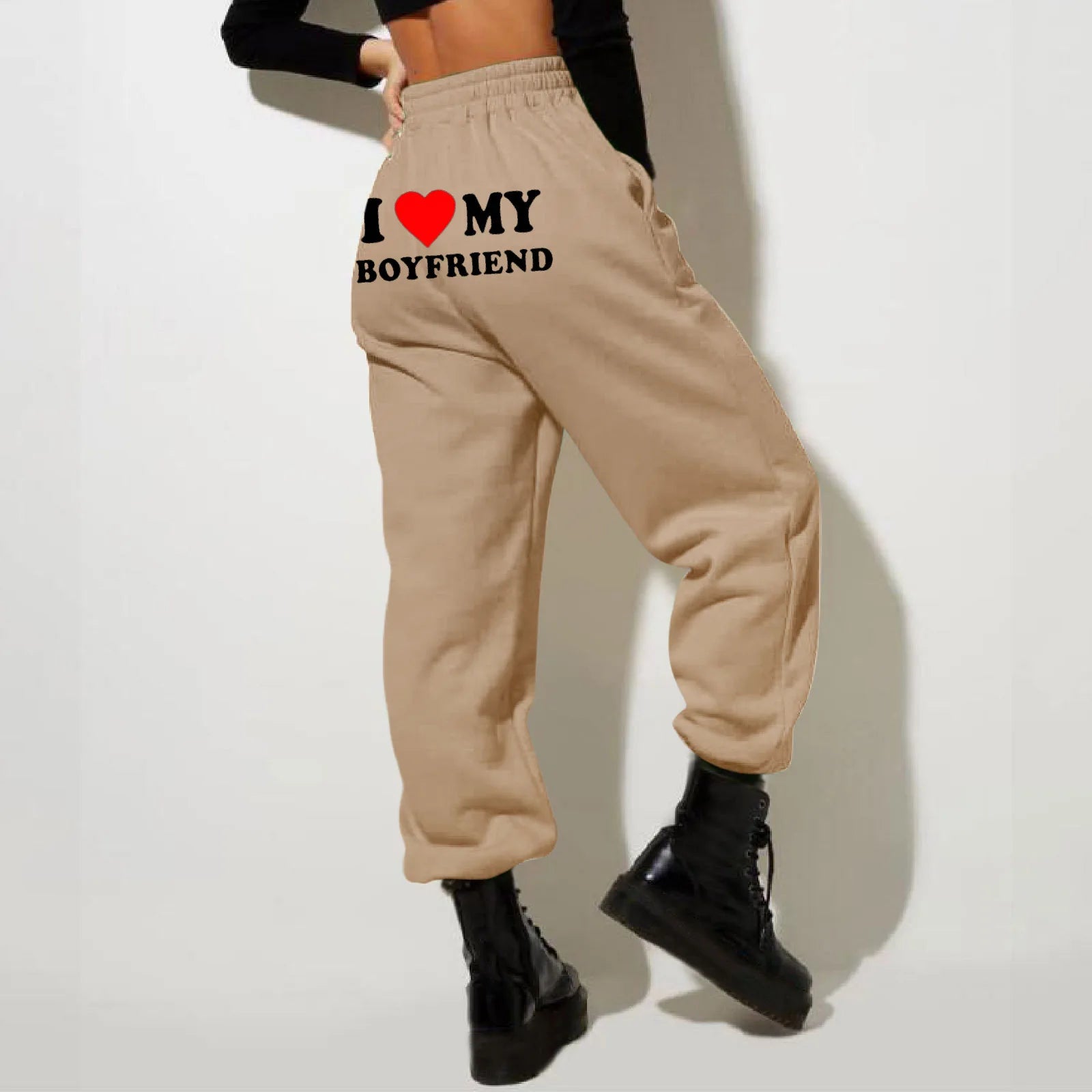 Women’S Fleece Lined Sweatpants Valentine'S Day Love My Boyfriend PrintPants Bottom Sweatpants Joggers Pants High Waisted Pants