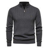 New Autumn Zipper Pullover Sweaters for Men High-Quality Warm Winter Stand Collar Cotton Knitted Sweater Men