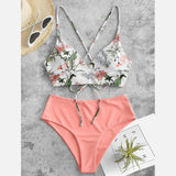 Woman Swimsuits Print Bikini Flower Size Beachwear Sets Two Women Split Swimsuit Plus Piece Swimwears Tankinis Set