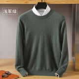 Men's 100% Pure Mink Cashmere Sweater O-Neck Pullovers Knit Sweater Autumn and Winter New Long Sleeve High-End Jumpers Mink Tops