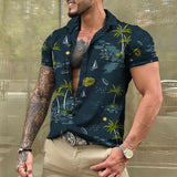 Coconut Tree Shirts For Men 3d Printed Men's Hawaiian Shirt Beach 5xl Short Sleeve Fashion Tops Tee Shirt Man Blouse Camisa