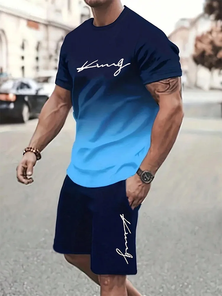 Summer Everyday Casual Men's T-shirt Shorts Set Urban Street Fashion Men's Short-sleeved Outdoor Sports Men's Shorts 3D Printing