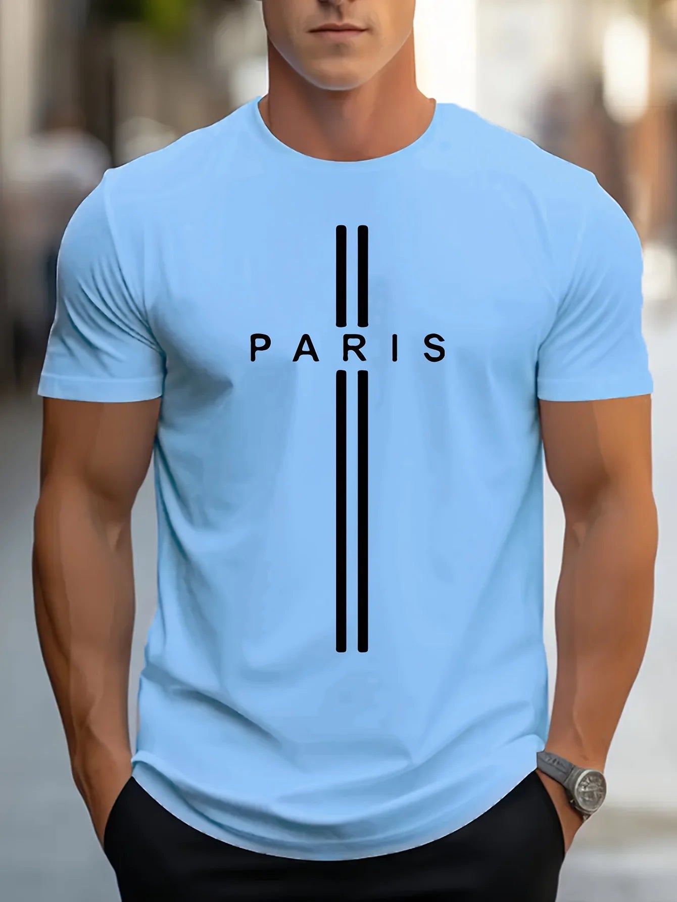 summer loose fitting oversized Paris print casual slim fit round neck short sleeved T-shirt top