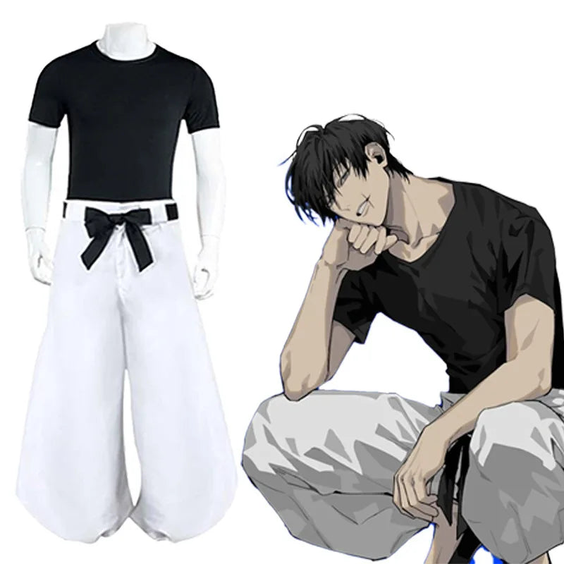 Jujutsu JJK Manga Anime Fushiguro Toji Satoru Gojo Cosplay Costume Wig T-shirt Pants Rose Net Halloween Christmas