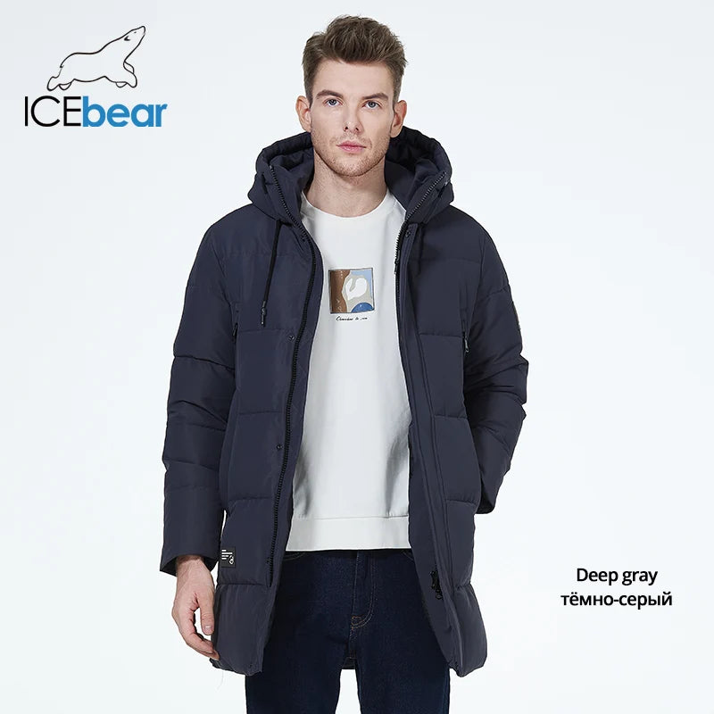 ICEbear winter jackets for men casual cotton coat mid-length Puffer parkas