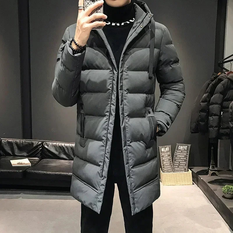 Men Long Down Jackets Winter Coats Chaquetas Hooded Casual Winter Parkas High Quality Male Green Warm Parkas Coats Size 8XL