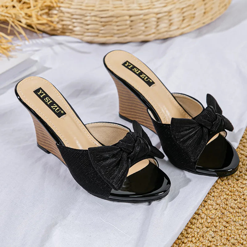 Shoes Woman's Slippers Loafers Luxury Slides Female Mule Cover Toe Square heel On A Wedge Heeled Mules Low 2025 Designer Block