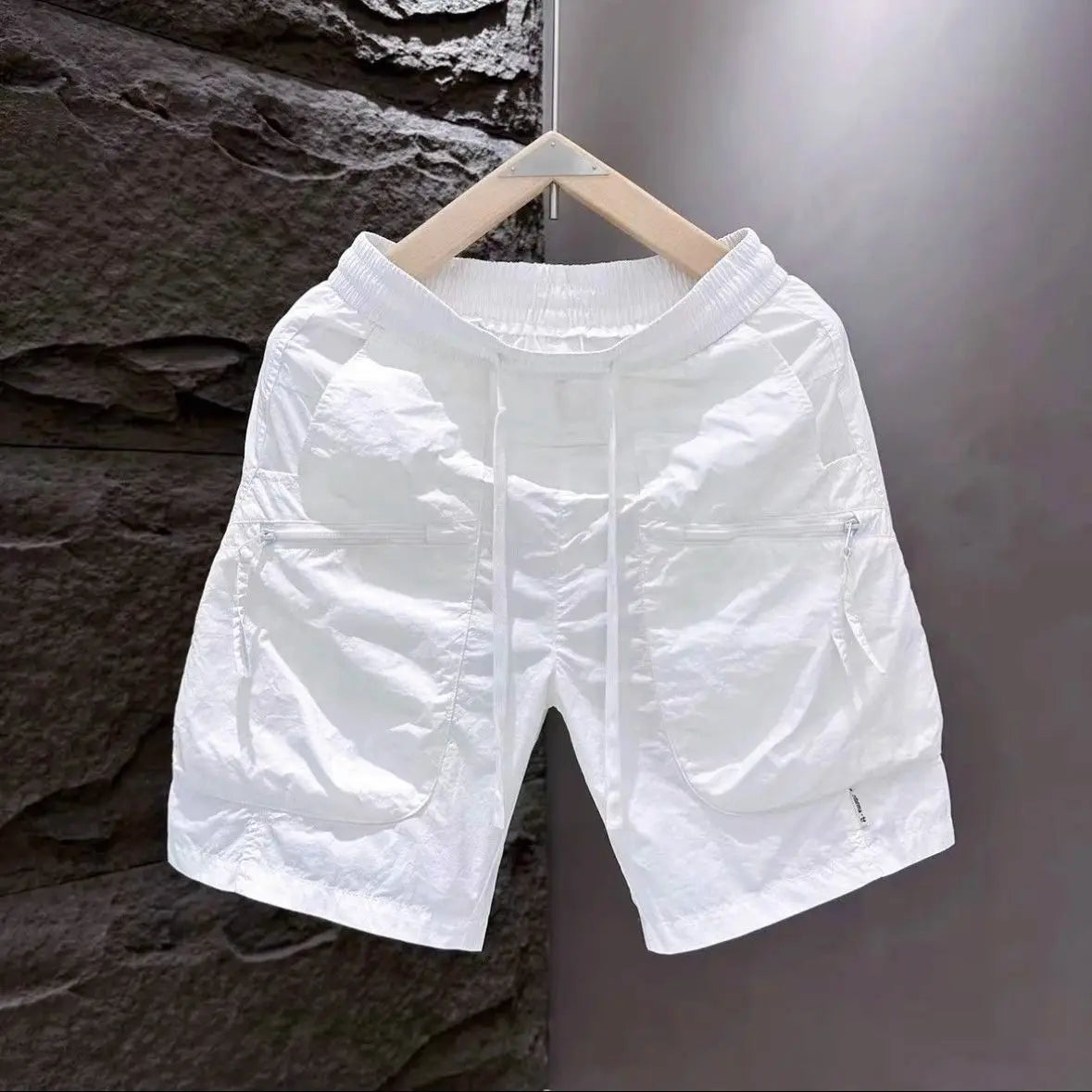 Men's Summer Pocket Zipper Cargo Shorts Trendy Brand Versatile Loose Quick-drying Sports Loose Casual Five-point Beach Pants