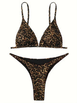 Micro Leopard Bikini Women High Cut  Bandage Push Up Swimsuit Sexy Bathing Suit Padded Thong Swimwear,Summer Beach Vacation