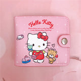 Kawaii Sanrio Pu Casual Money Bag Hello Kitty Cinnamoroll My Melody Kuromi Coin Purse Card Holder Wallet With Buttons