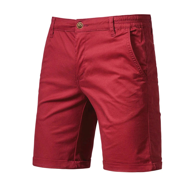 New Summer 100% Cotton Solid Shorts Men High-Quality Casual Business Social Elastic Waist Men Shorts 10 Colors Beach Shorts