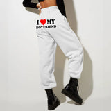 Women’S Fleece Lined Sweatpants Valentine'S Day Love My Boyfriend PrintPants Bottom Sweatpants Joggers Pants High Waisted Pants