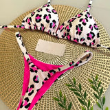 New Women's Bikini Split Print Swimwear Fashion G-string Beach Holiday