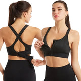 Customizable High Impact Sports Wear Adjustable Front Zipper Sports Bra Shockproof Without Steel Ring Vest Cross Back Brassiere