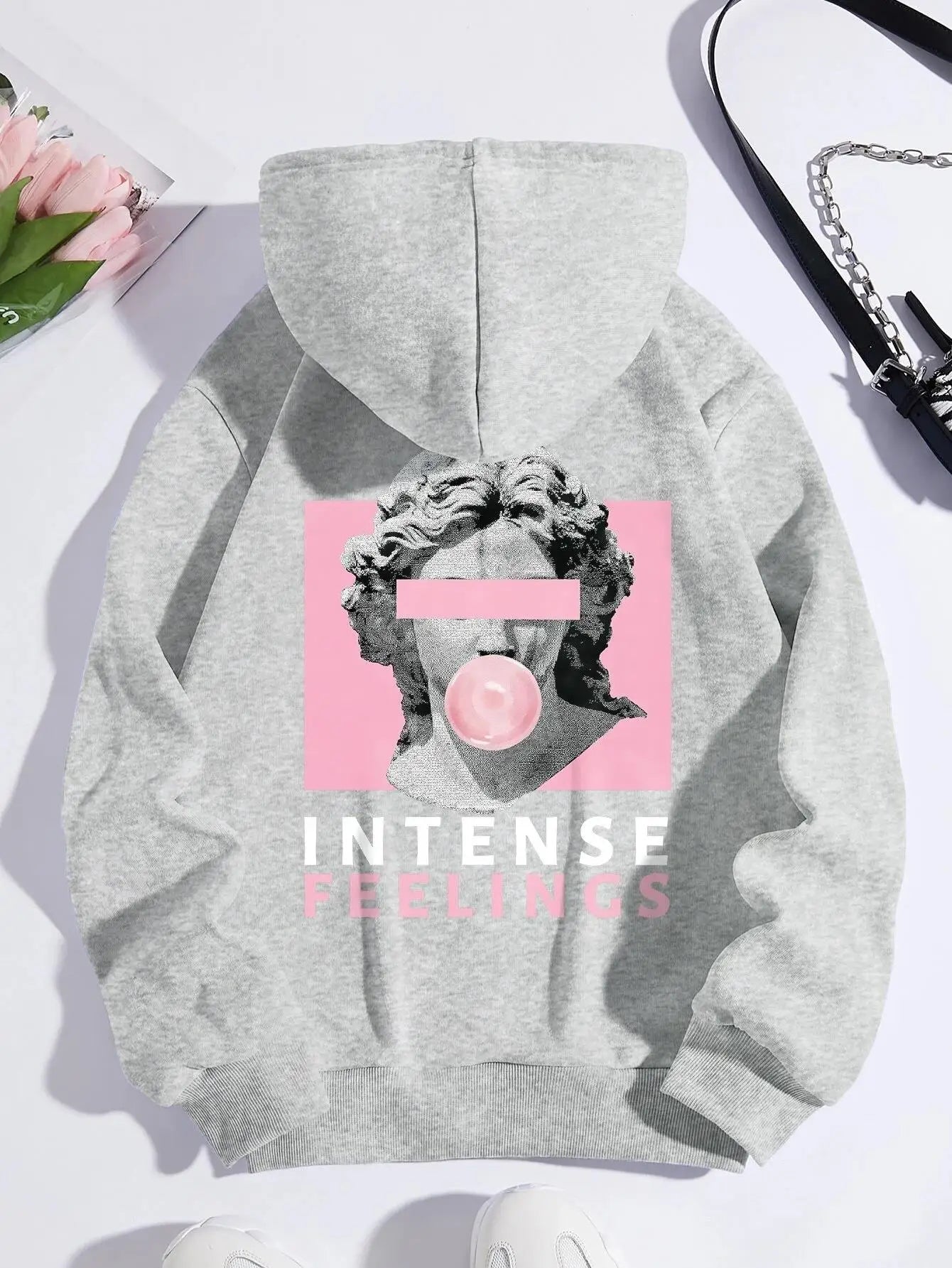 Sculpture Intense Feelings Printing Women Hoodies Casual Sports Tide Hoody Fleece Warm Comfortable Hooded Fashion Street Clothes