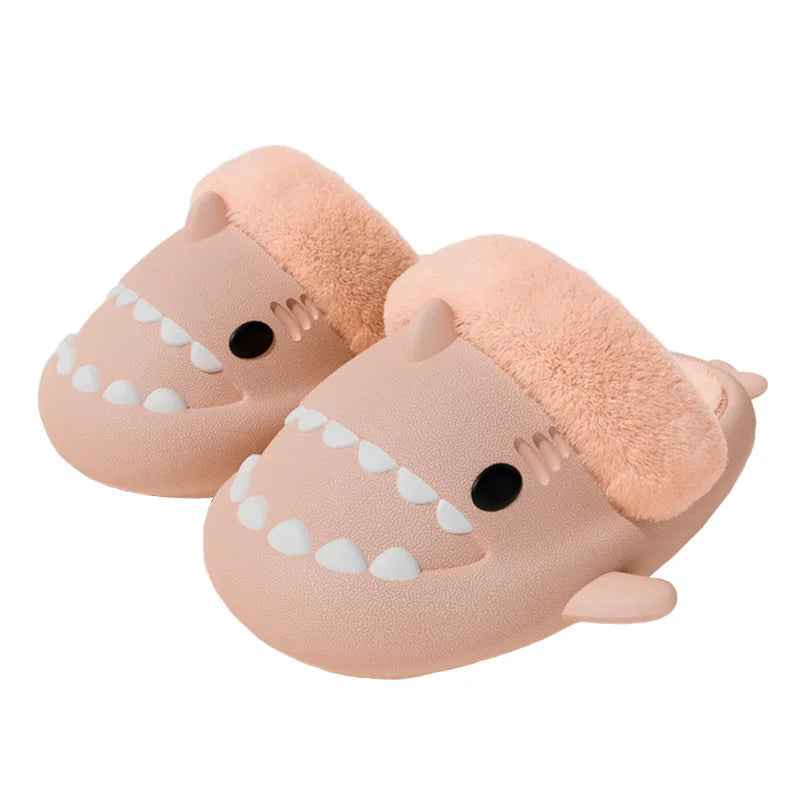 Comwarm Shark Plush Slippers For Women Men Autumn And Winter Warm Cartoon Cotton Slipper Non-Slip Waterproof Outdoor Home Shoes