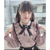 Kawaii Women Shirts Lolita Y2K Cute Japanese Style Blouse Elegant Long Sleeve Sweet Tops Casual Office Ladies Aesthetic Shirt