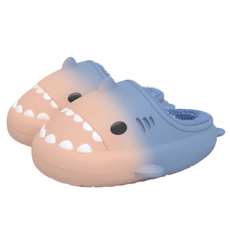 Comwarm Shark Plush Slippers For Women Men Autumn And Winter Warm Cartoon Cotton Slipper Non-Slip Waterproof Outdoor Home Shoes