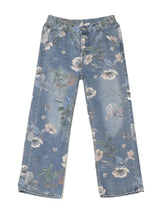 Autumn Floral Printed Jeans For Men New Y2K Vintage Denim Pants Hip Hop Fashion Wide-leg Baggy Jean Streetwear Trousers