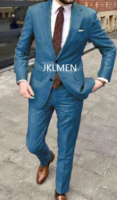 Men's Suit   Handsome Casual 2 Piece Suit For Men Wedding Tuxedos Notched Lapel Groomsmen  Business  Prom Blazer