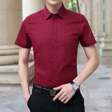 Men's Solid color Business Casual Formal shirt Fashion classic slim solid color long sleeve shirt no ironing social high quality