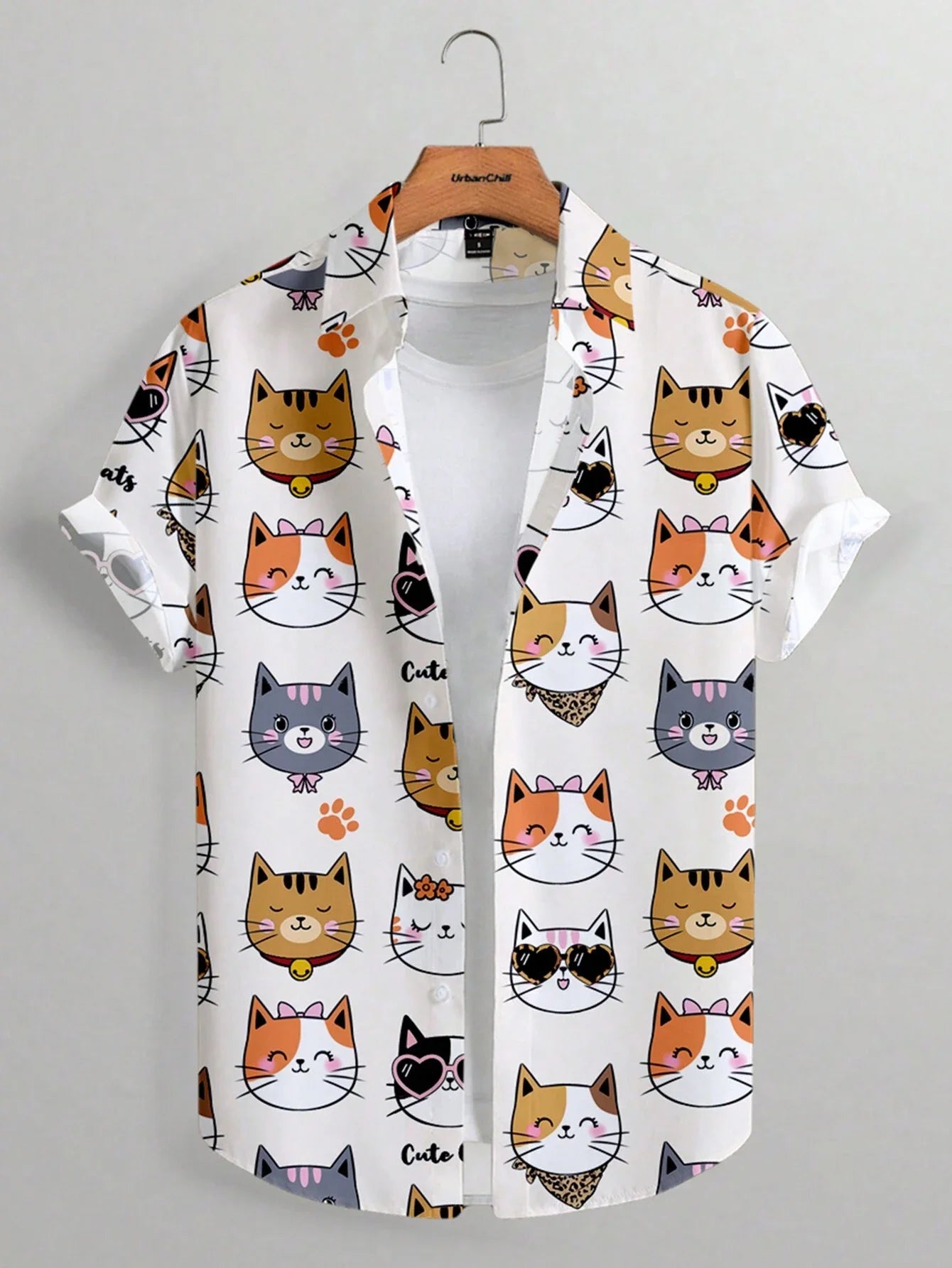 Unisex Fashion Men's Cute Cat Print Casual Daily Wear 3D Printing Short Sleeve Shirt Fashion Hawaiian Shirts For Men Harajuku