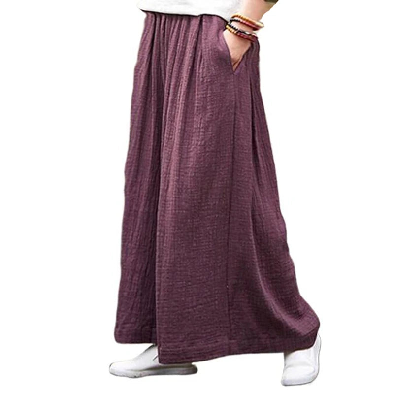 Spring Fashion cotton Wide Leg Pants plus size Female Loose Casual cotton linen Pants Trouser Autunm vintage long pants