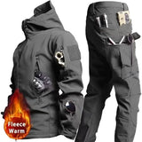 Tactical Winter Set Men's Outdoor Windproof Waterproof Suit Multi-Pocket Soft Shell Hooded Jackets Sharkskin Work Pants