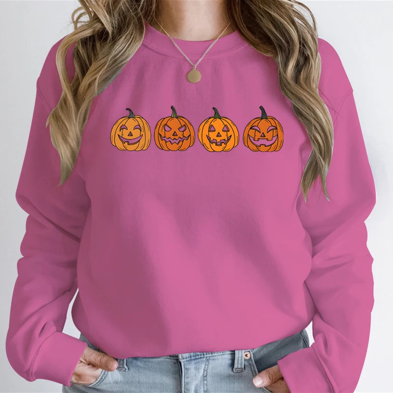 Funny Halloween Women's Sweatshirts Pumpkin Ghost Autumn Sweatshirt Hoodie Vintage Pumpkin Halloween Essential Women Sweatshirt