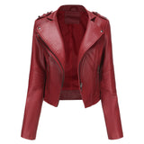 Leather coat  spring women leather jacket slim motorcycle clothing  Zipper fashion jackets and coats black high-quality clothing