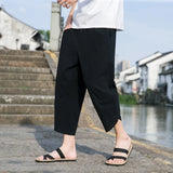 Cotton and Linen Capri Pants Men's Summer Thin Linen Pants Casual Beach Pants Men's Pants Shorts