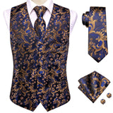 Wedding Purple Silk Men Vest Paisley Slim Fit Necktie Hankerchief Cufflinks Sets Male Sleeveless V-Neck Waistcoat Party Hi-Tie