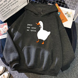 Peace Was Never An Option Goose Printing Mens Hoodies Cute Casual Pullover Creativity Pocket Warm Pullovers Fashion Male Hoody