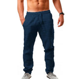 Korean Summer Men's Linen Pants New Breathable Solid Color Comfortable Pants Fitness Yoga Jogging Sweatpants Streetwear