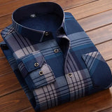 Men's Autumn Winter Casual Long Sleeve Plaid Shirt Thick Warm Men's Casual High-Quality Soft Large Size Warm Shirt Tops 4XL