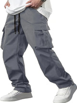 new men's workwear pants, European and American men's loose straight casual pants, men's workwear pocket pants