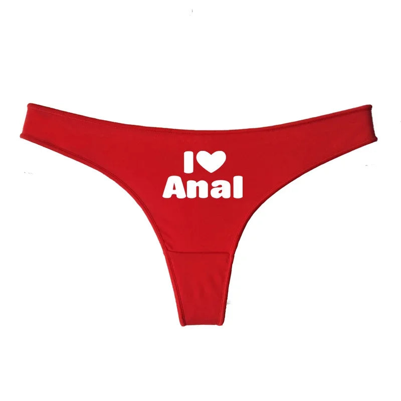 I LOVE ANAL Female Lingerie Girls G String Red Cotton Underwear for Womens Soft Seamless Invisible Breathable Sport Underpant