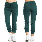 Women Cargo Pants Summer Female Loose Elastic Drawstring Pocket Solid Pencil Trousers