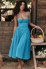 Summer skirt new French vintage maxi dress court wind Dopa wear strap dress women