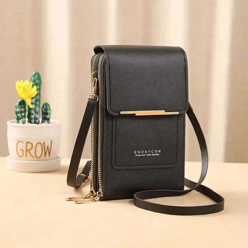 Women Crossbody Shoulder Bags Wallets Touch Screen Cell Phone Purse Soft Leather Strap Handbag for Samsung IPhone Xiaomi Huawei