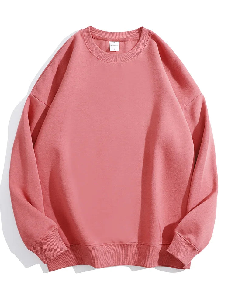 Oversize Winter Warm Sweatshirt Women Basic Tops Boyfriend Pink Loose Vintage Pullovers Women Winter Fleece Lined Sweatshirts