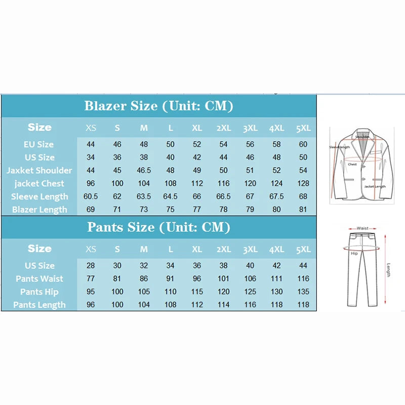 Men's Suits Blazer Pants for Men Jacket Italian Design Notched Lapel Party Wedding Slim Fit Costume Homme 2 Piece Clothing