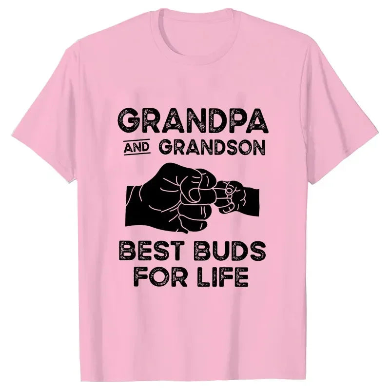 Men's T-shirts Grandpa and Grandson Best Buds for Life Tee Shirt Tops Grandpa Grandson Matching Clothes Shirts for Men Boys